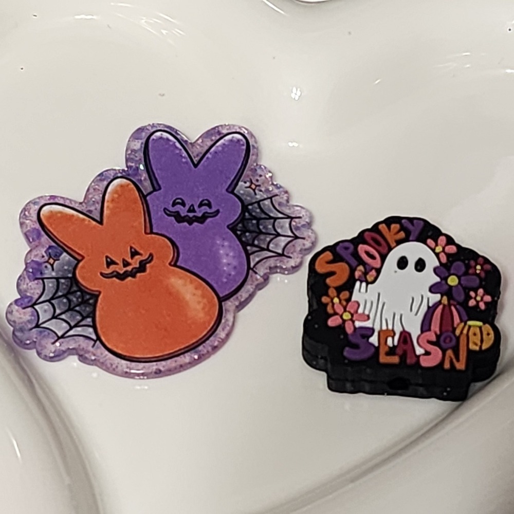 Spooky Season Flatback Focal Bead Ghost Fall Beaded Pen Badge Acrylic Halloween